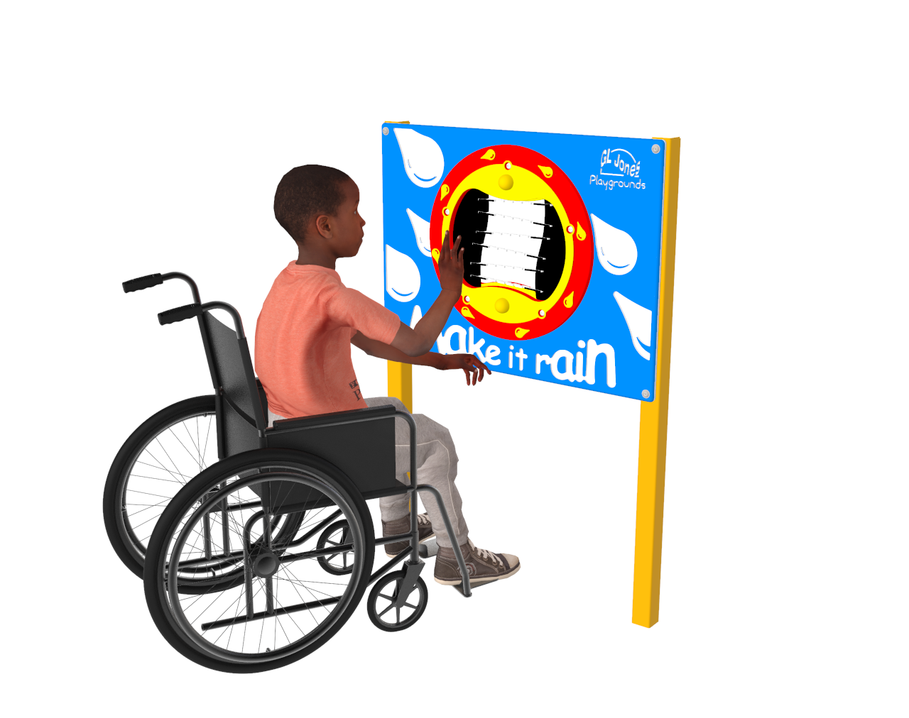 GL Jones Playgrounds - Make It Rain Inclusive Free Standing Panel